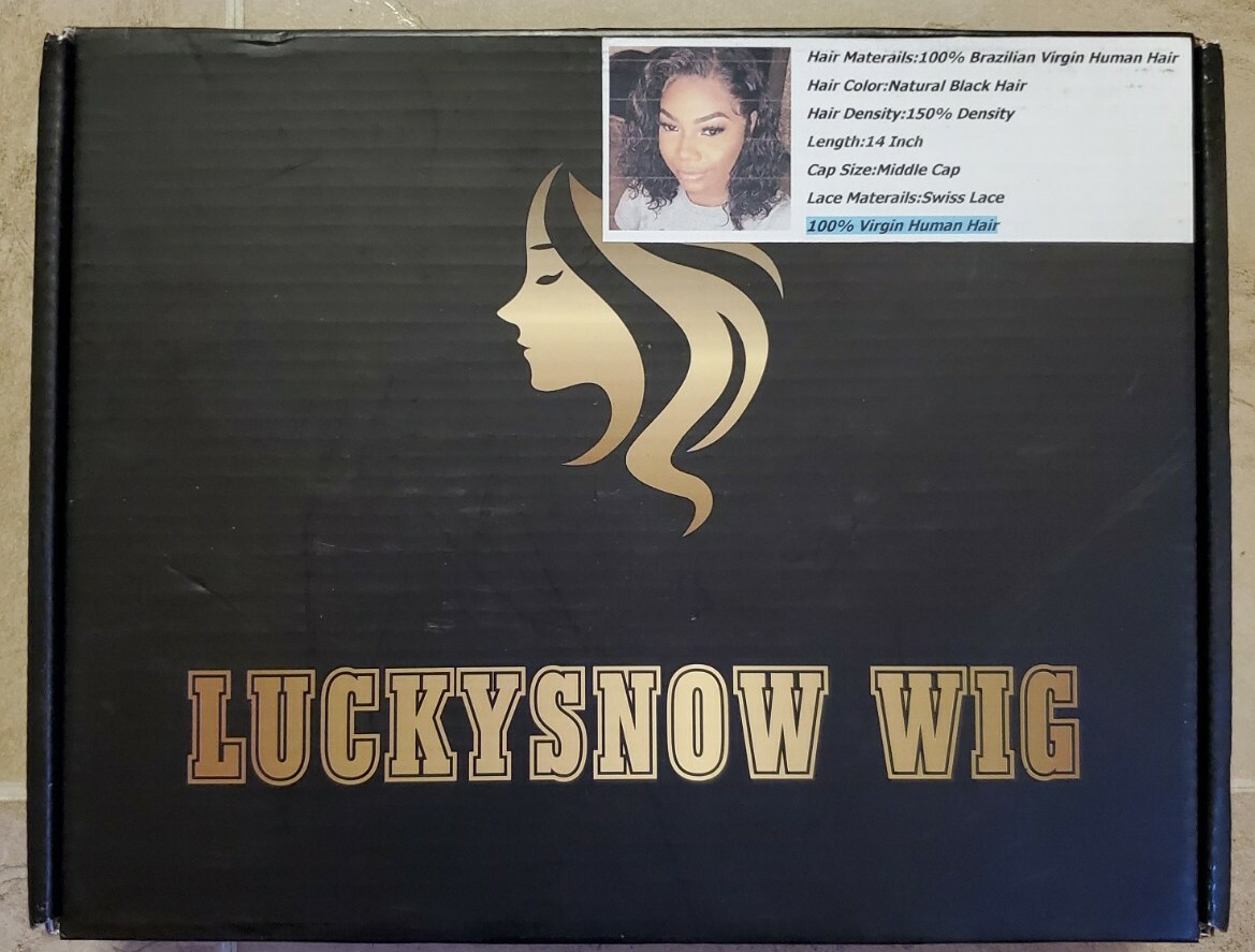 Luckysnow Wig. 100% Virgin Human Hair. 14 Inch. Swiss Lace. 150% Density.
