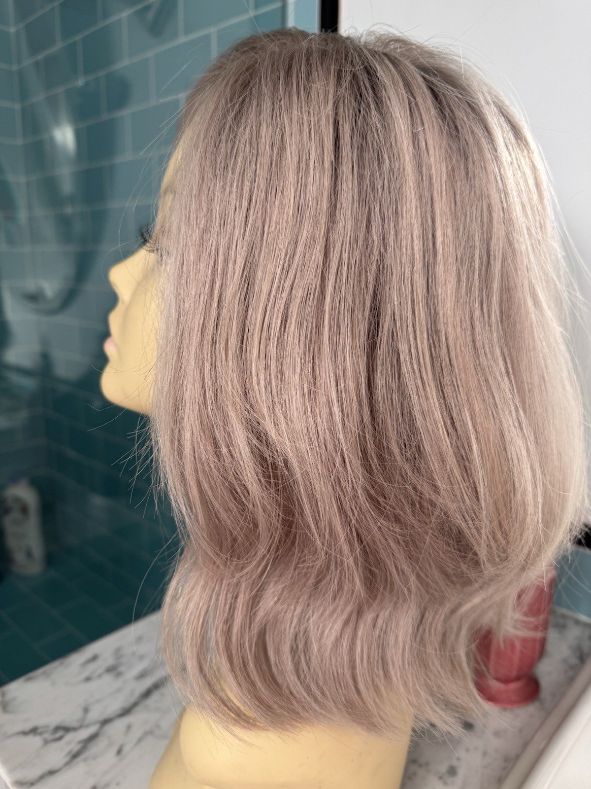 Human Hair Wig By Stacked Hair Wig Light Ash Blonde Natural Lace Front.