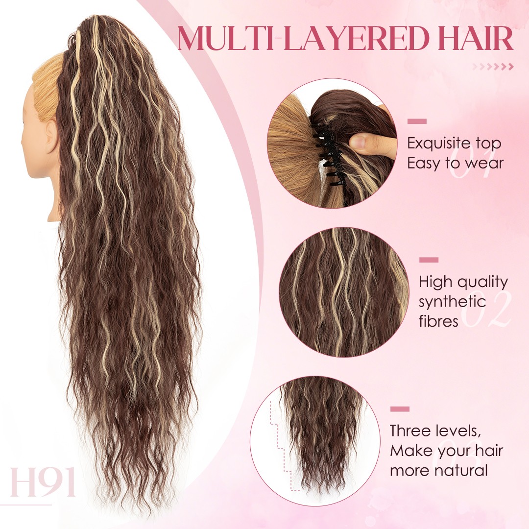 Mega Long & Thick 30″ Fluffy Messy Loose Wave Claw Clip Ponytail Hair Extensions
