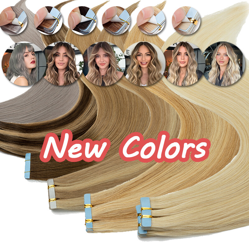 Invisible Tape In Remy Human Hair Extensions Skin Weft Balayage Full Head 150g
