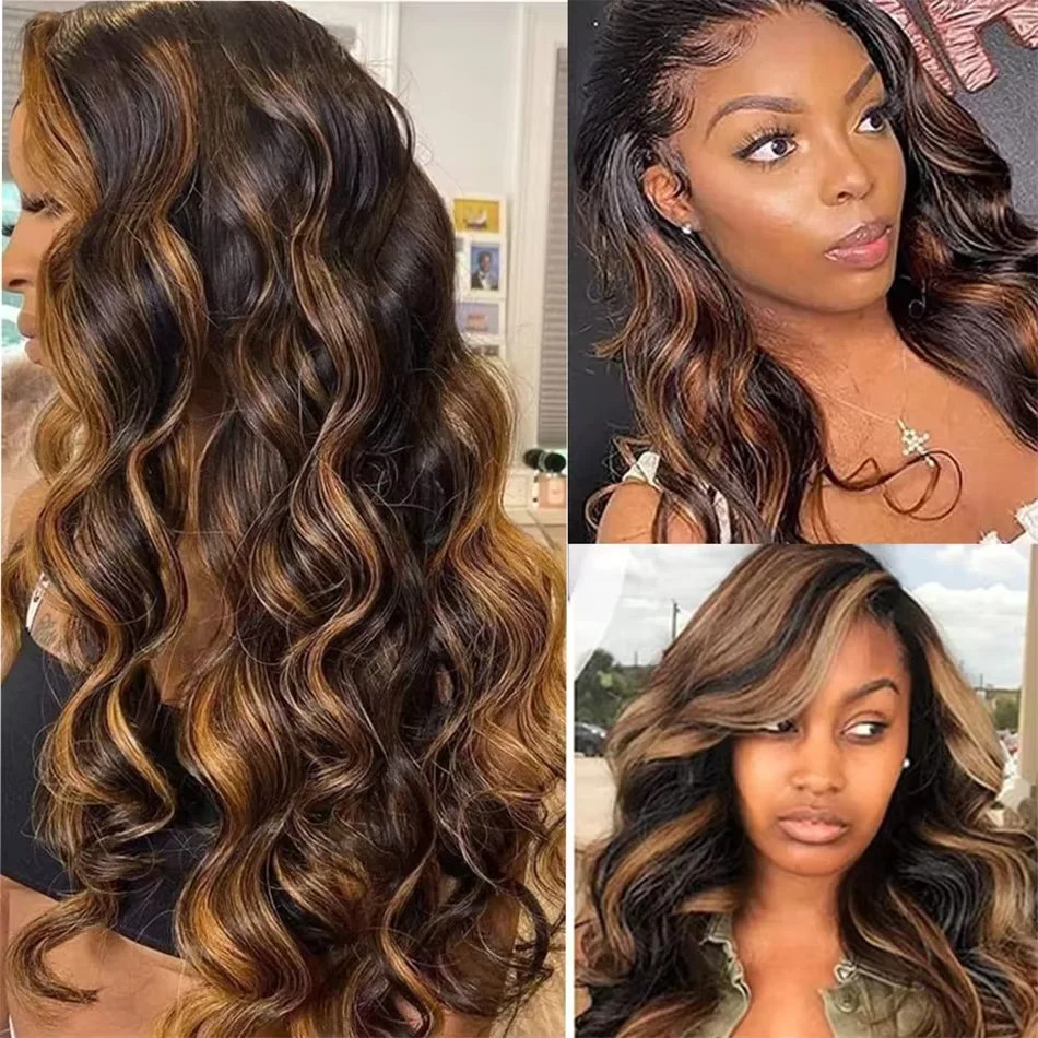 Highlight Body Wave HD Transparent Lace Wig Brazilian Human Hair Lace Front Wig