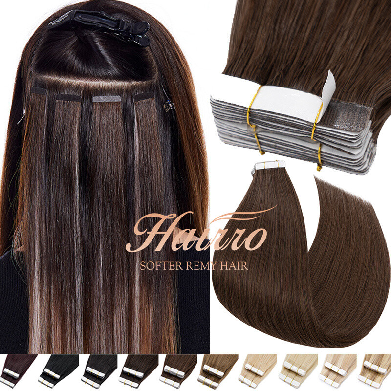 Thick Tape In/ on 100% Real Remy Human Hair Extensions Seamless Full Head HAIRRO