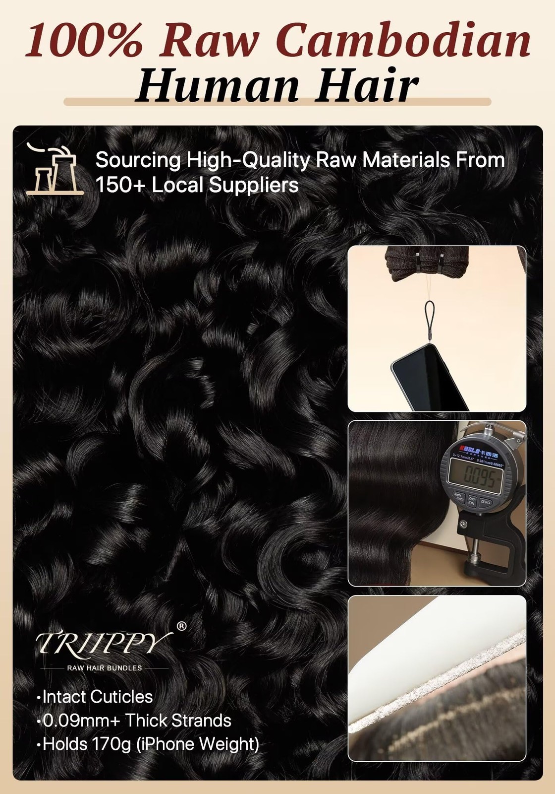 Triippy Clip In Hair Extensions135G 9Pcs Seamless Burmese Curly Hair Extension