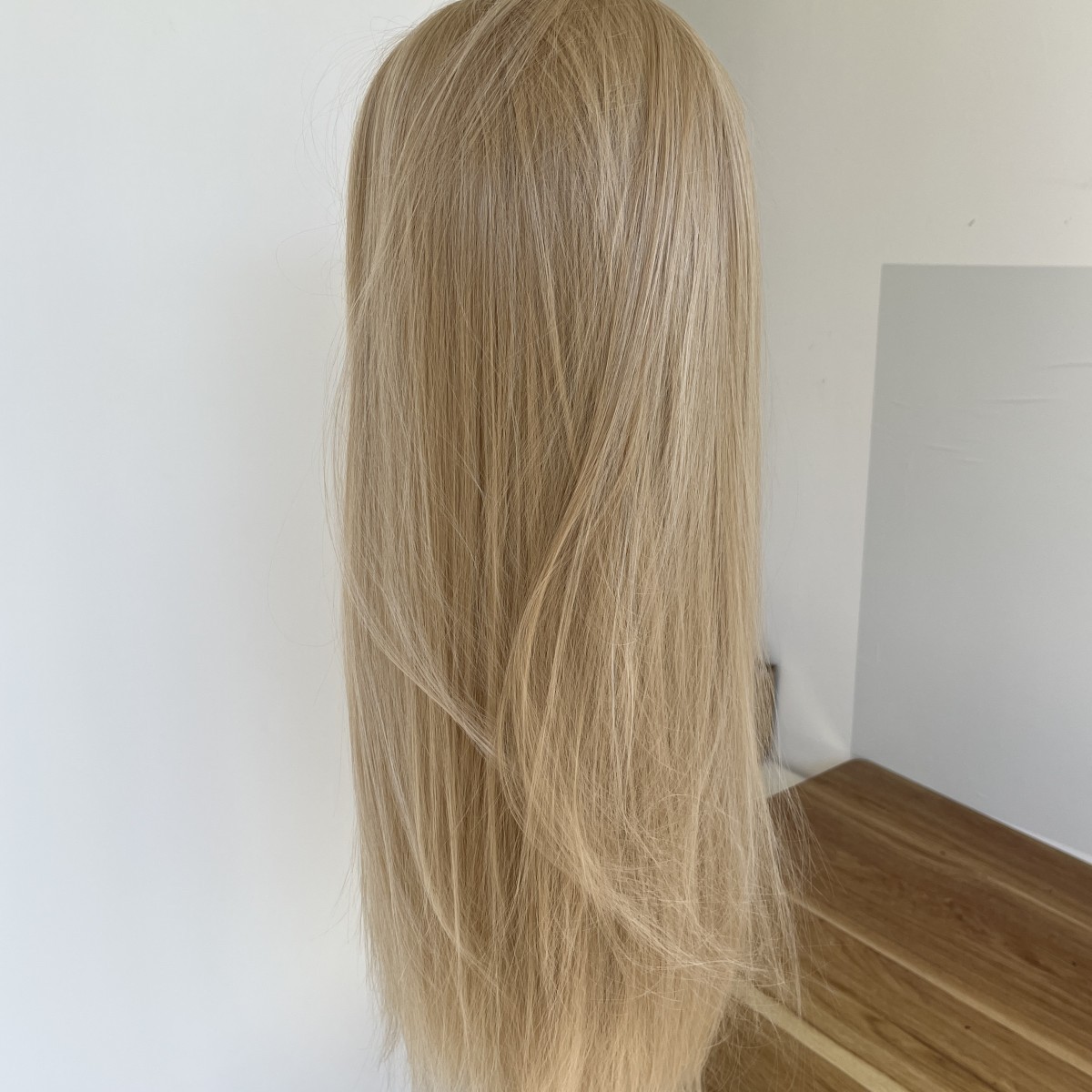 Long Straight Lace Frontal Wigs Mixed Blonde Heat Resistant Synthetic Hair