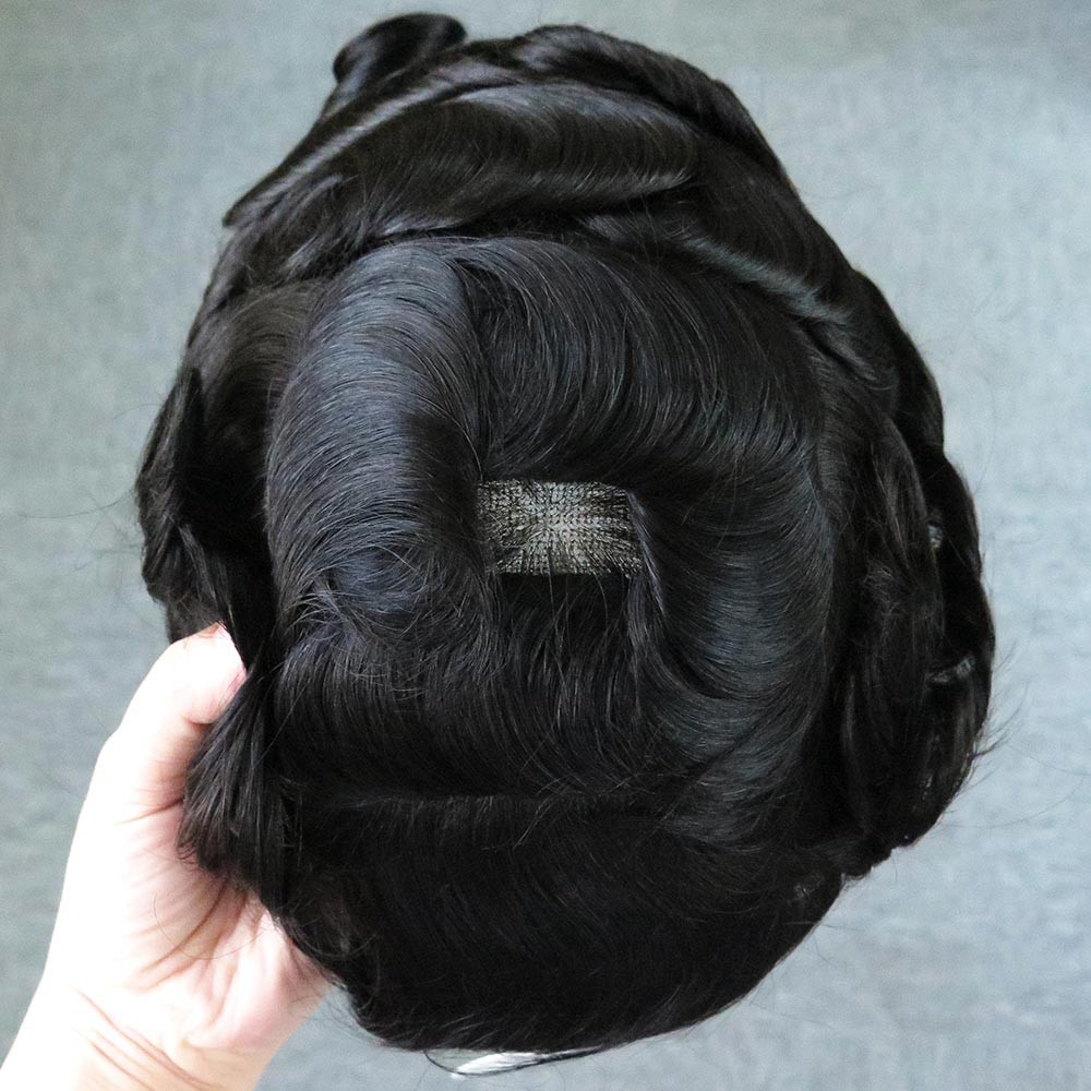 Discount Toupee For Mens Human Hair Replecement System Swiss Lace Hairpiece 8X10