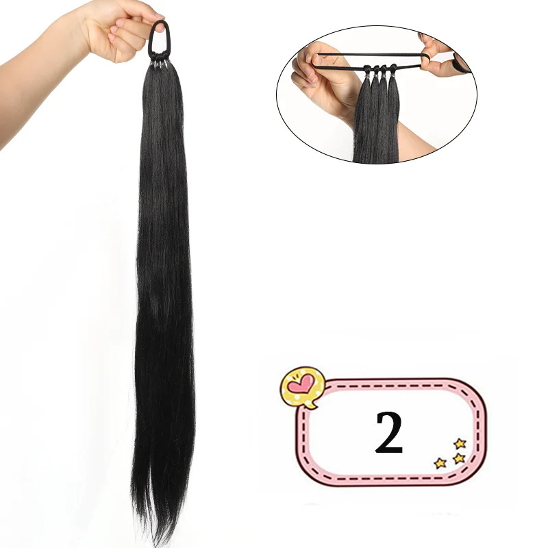 Versatile DIY Braided Ponytail Extensions Synthetic Fake Hair With Elastic Band