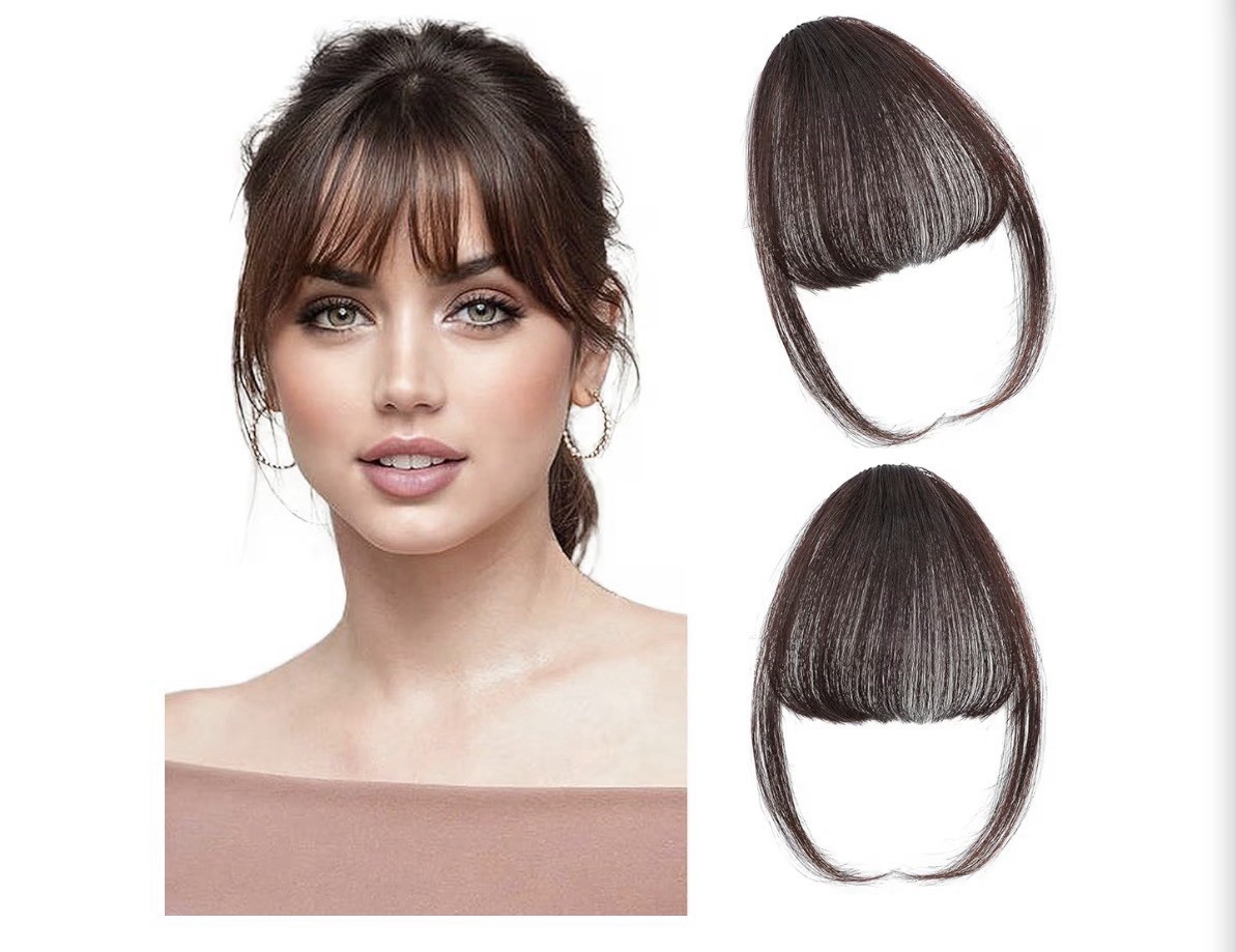 Clip in Bangs 100% Real Human Hair, Fake Bangs Hair Clip on Bang