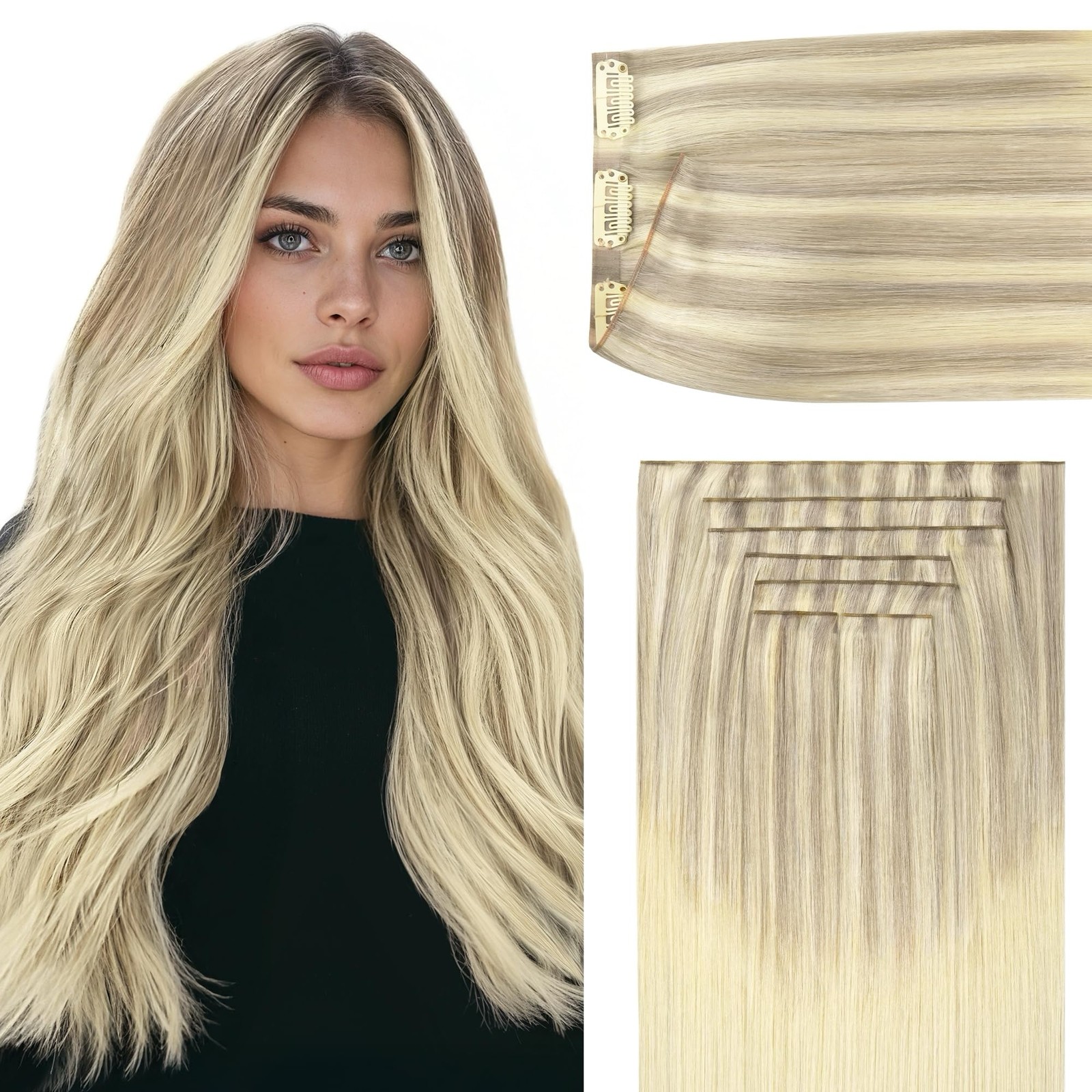 Goo Goo Genius Clip In Hair Extensions 14Inch 110G 7Pcs Seamless Pu Clip In