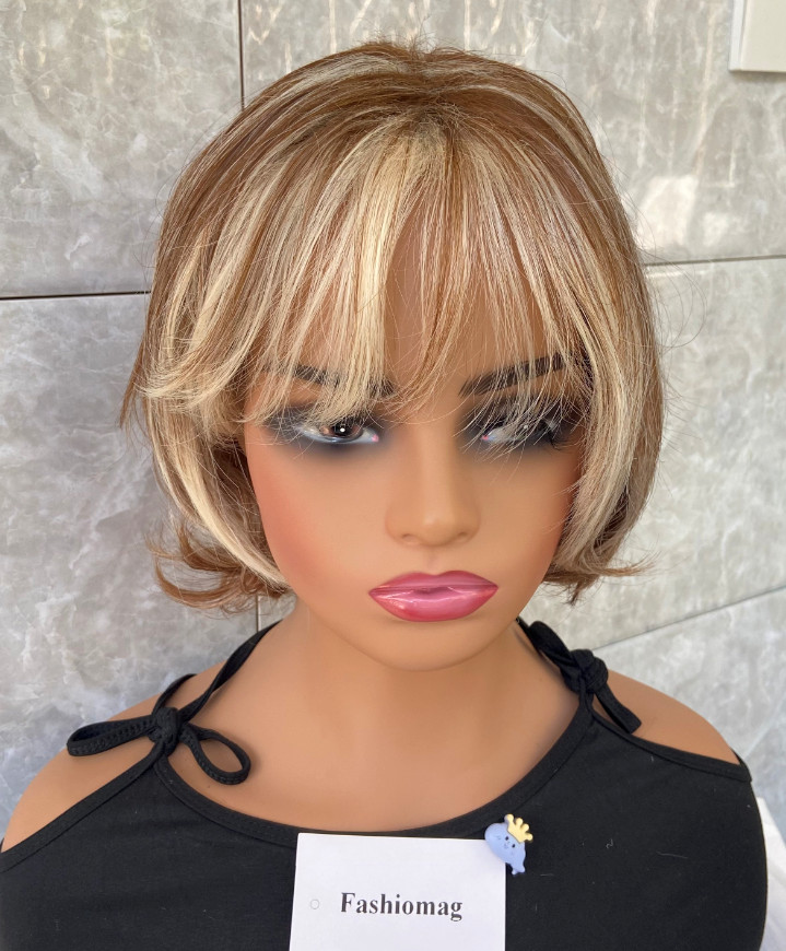 Auturn And Light Blonde Mix Synthetic Hair Wigs Women Soft Natural Daily Use