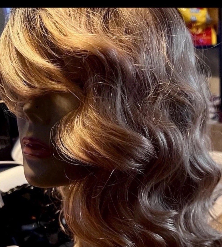16” 100% BRAZILIAN HUMAN HAIR WIG WAVY HAIR BLONDE MIX BANG OMBRÉ ROOTS NEW