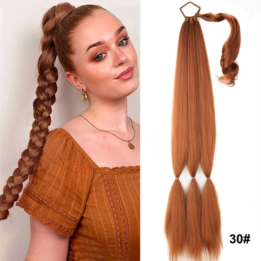 Black Brown Blonde Braided Ponytail Extensions Synthetic Fake Hair For Women