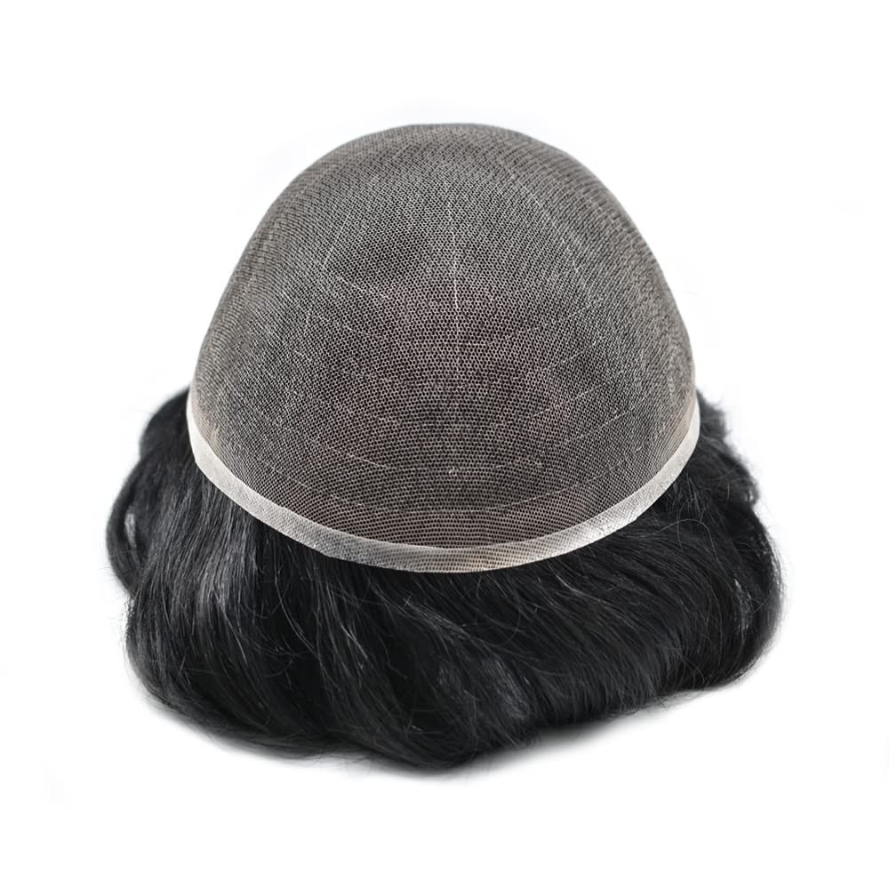 Full SWISS LACE Basement Wig Human Hair Replacement SystemMens Toupee Hairpiece