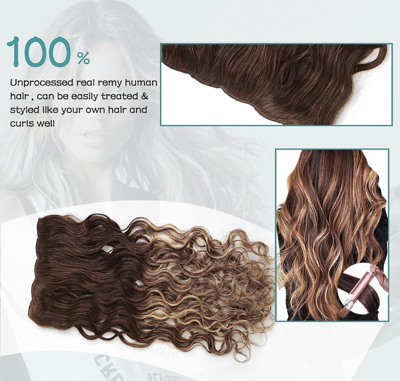BEQUEEN Hair Clip in 100% Human Hair Extensions 8pcs 120g 18 inch, F4/4/27