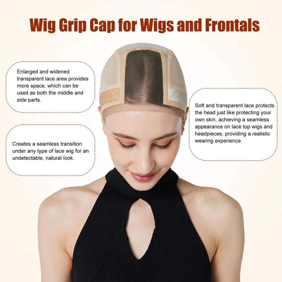 Lace Wig Cap for Women Adjustable Wig Grip Cap with Velvet Band for Keeping Wigs