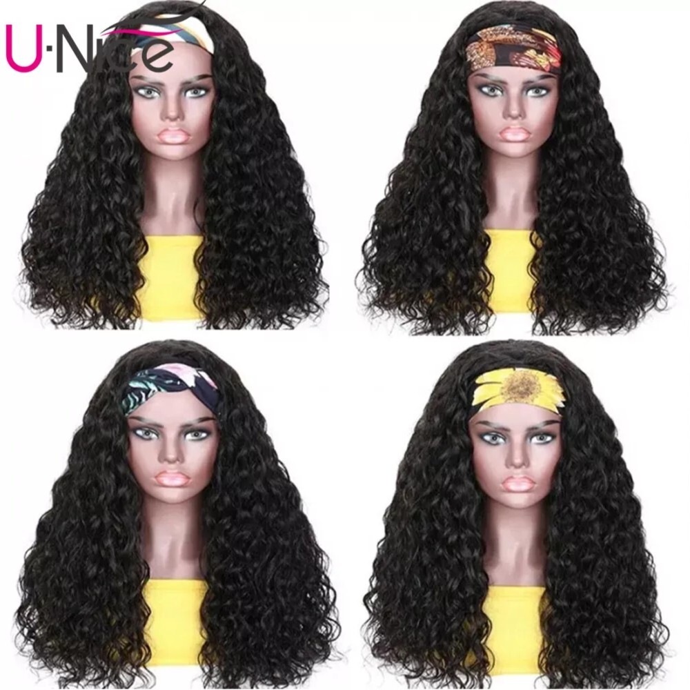 UNice Peruvian Put On And Go Headband Glueless Water Wave Human Hair Wig Wear Go