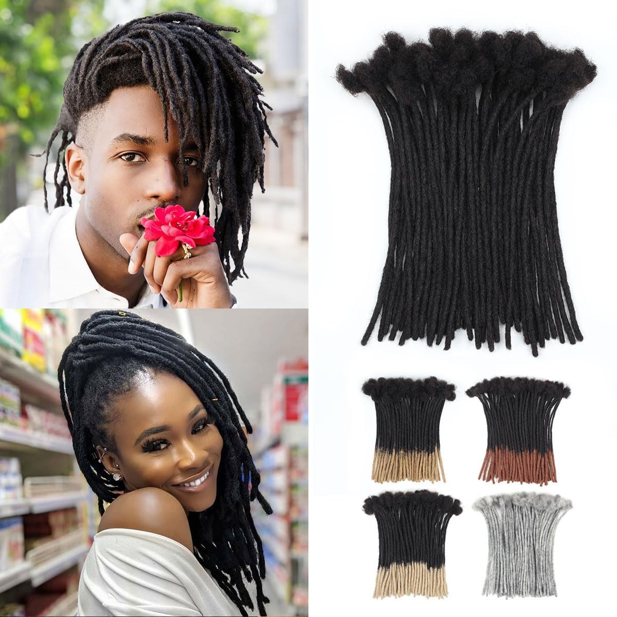 Vecago 10 inch 50 Strands Loc Extensions Human Hair, 0.4cm Width 10 Inch, 1b