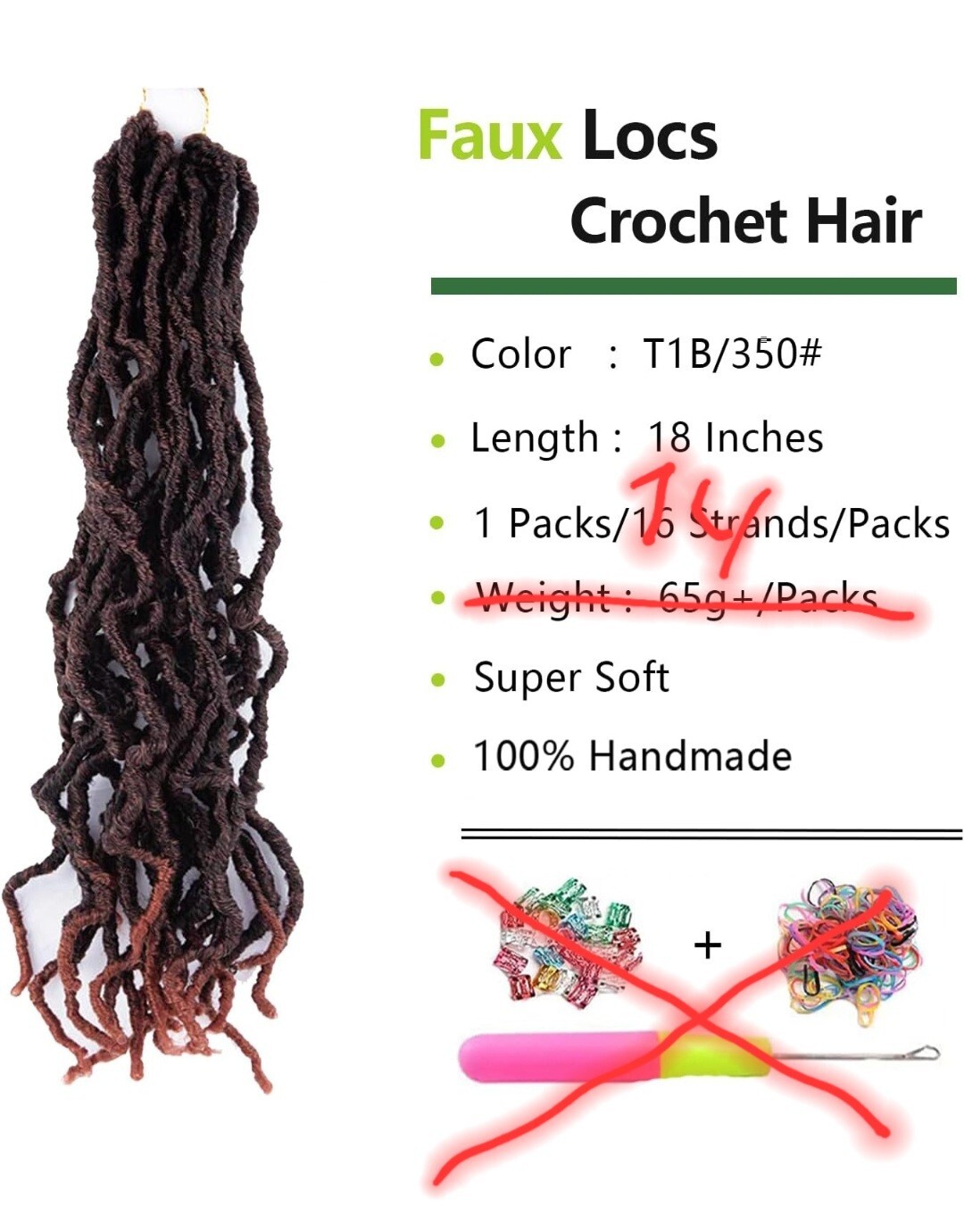 Crochet Hair 18 Inch Pre-loop Crochet Braids 100% Natural African Root