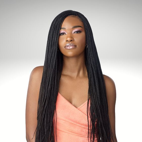 Micro Million Twist Wig 22 Inches Natural Black Cornrows Braid Wig Machine Made