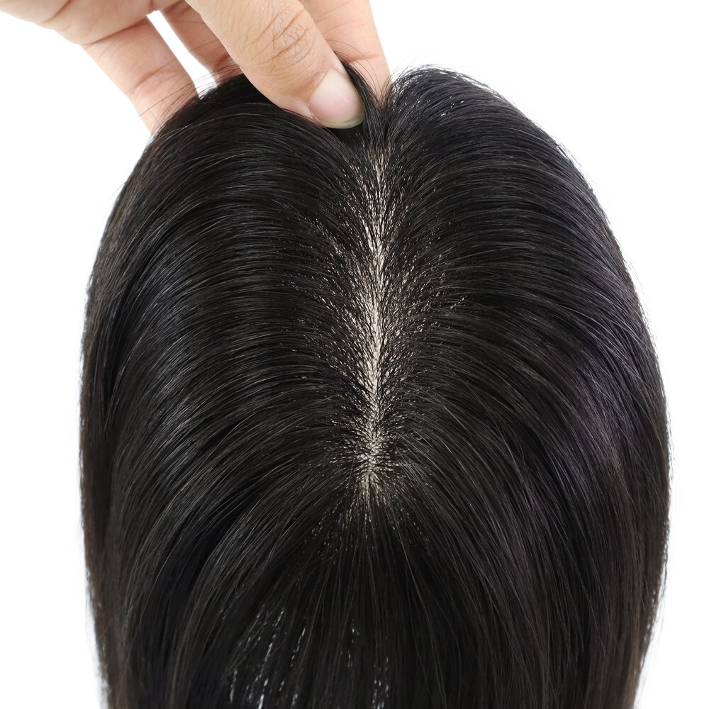 Women Topper Silk Top Human Cuticle Remy Hair Black Hair Top Pieces SP82#NC 16”