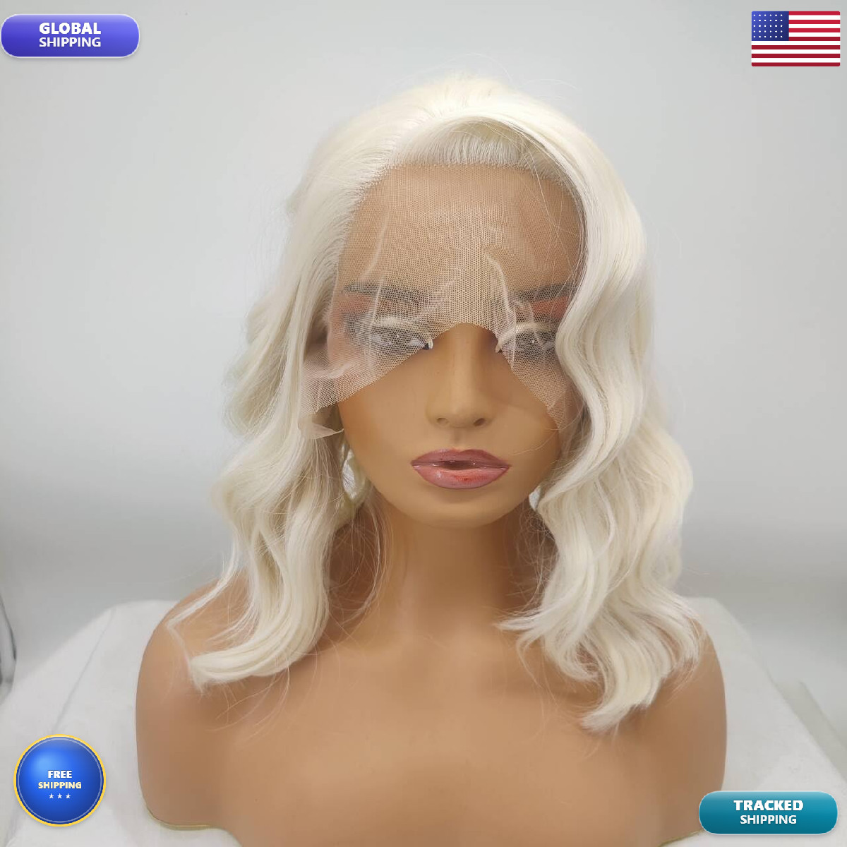 Xiweiya 60 Platinum Blonde Curly Wig Short Blonde Lace Front Wig Natural White