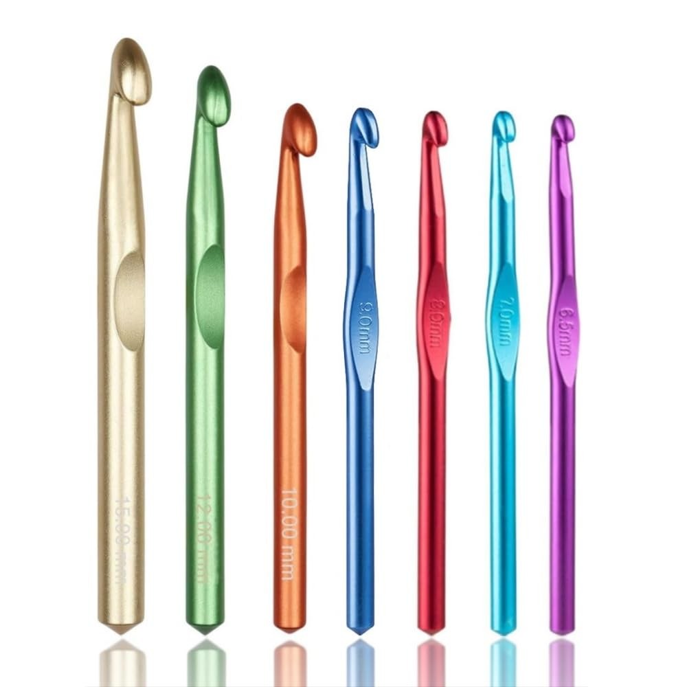Large Crochet Hooks,15mm 12mm 15mm, 12mm, 10mm, 9mm, 8mm, 7mm, 6.5mm, Yellow