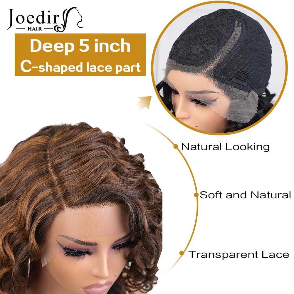 Joedir Hair Side Part Short Curly Human Hair Wig For Black Women C Parted Hd