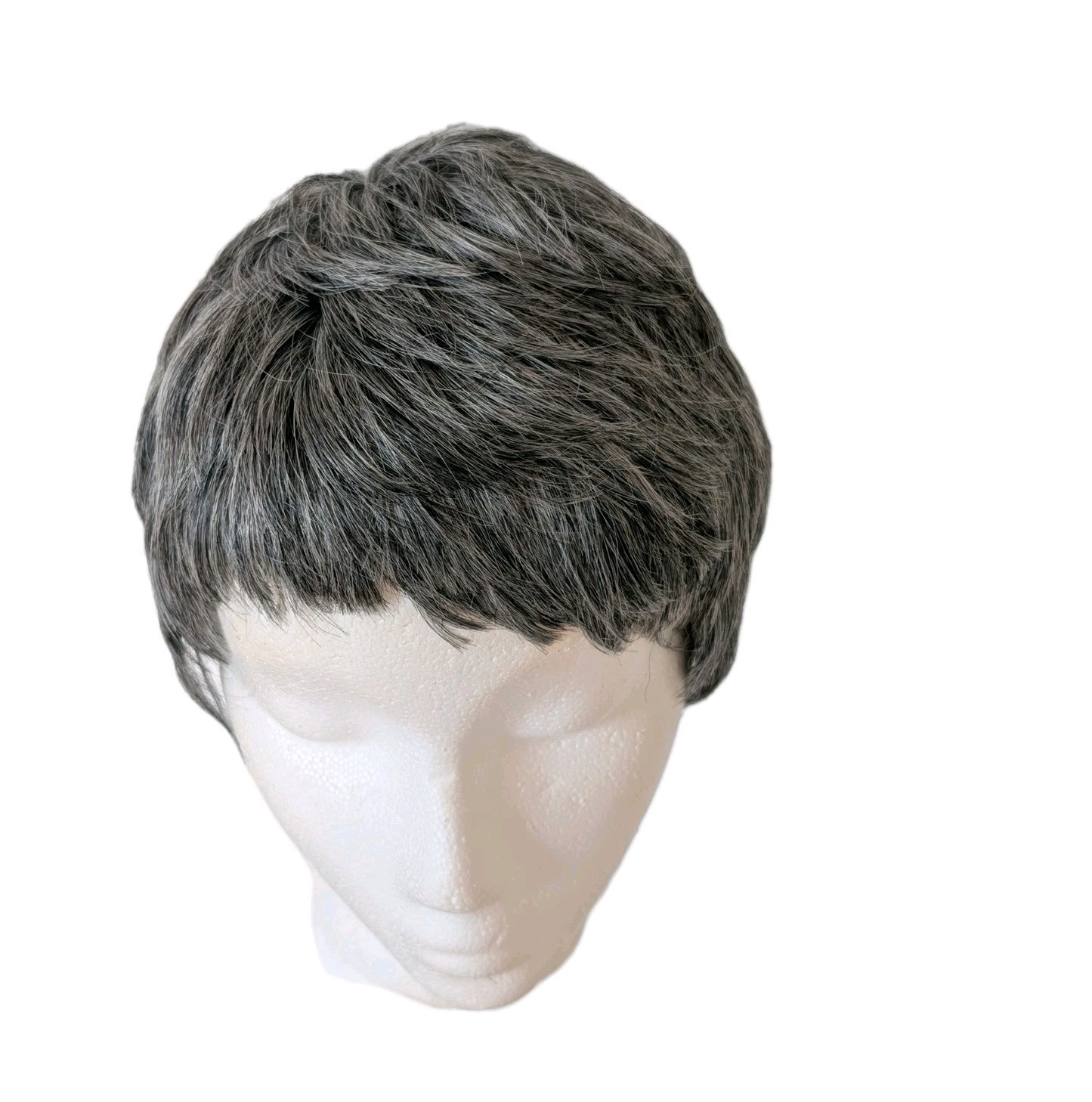 Mayde Beauty Short Salt & Pepper Wig Human Hair Blend Elastic Cap