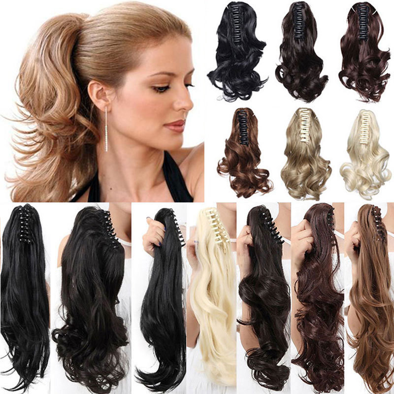 12” Short Wavy Claw Jaw Clip In On Hairpiece Ponytail Hair Extension Blonde fya