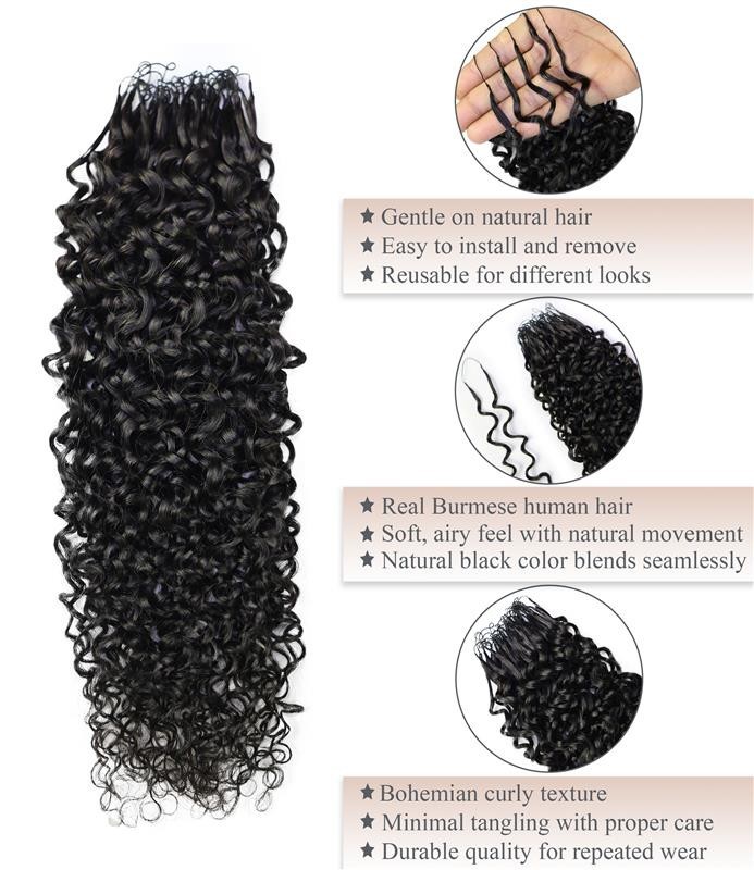 Human Hair Crochet for Black Women Burmese Bohemian Curly Hair Extension 50g 18″