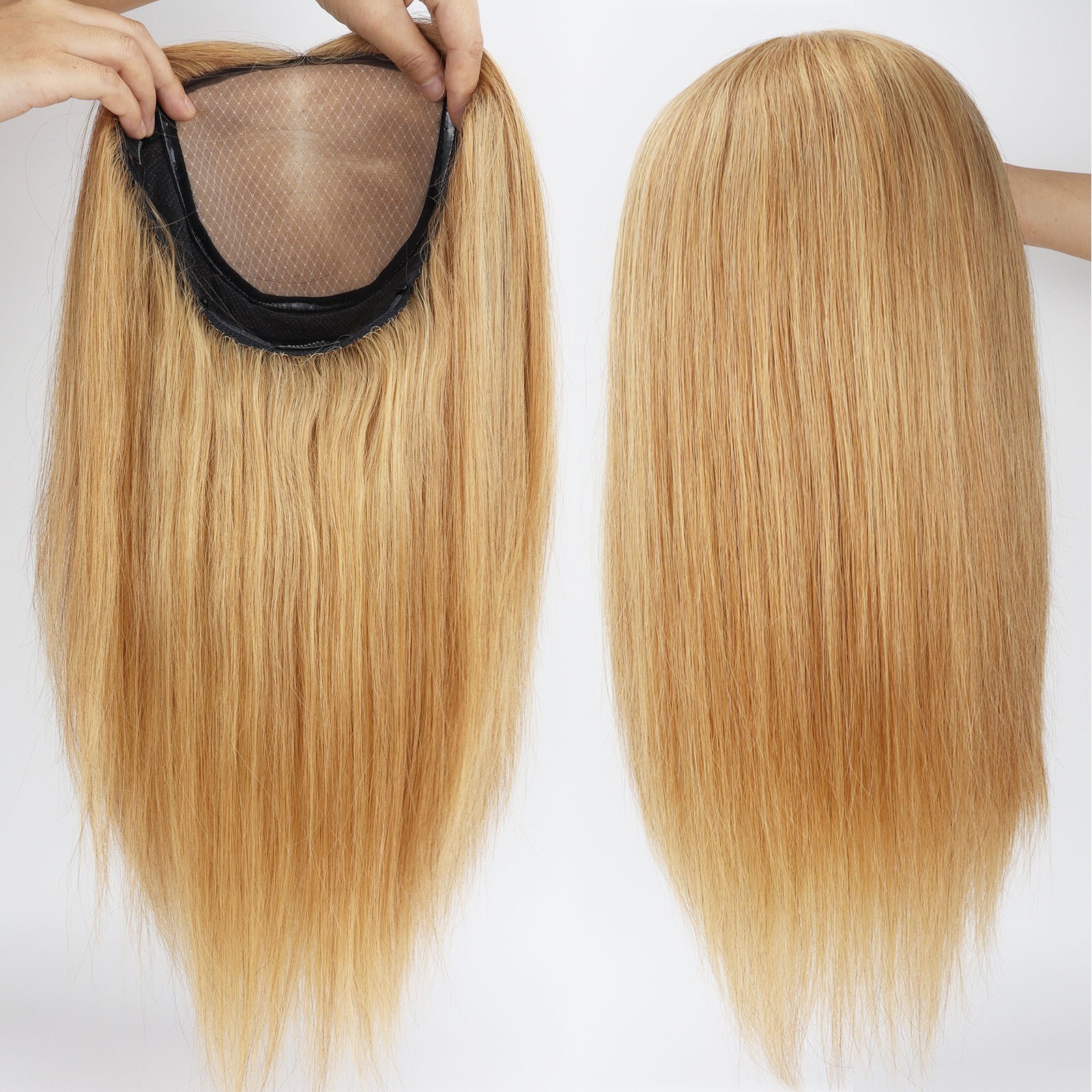 6x6inch Silk Top with PU Around Wig Real Human Hair with Elastic Net Medical Wig