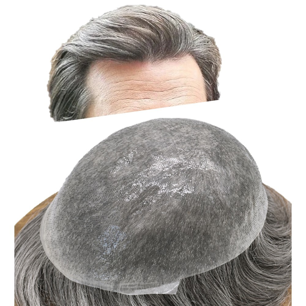 Mens Toupee Hairpiece 0.06mm Thin Skin Invisible V-Loop Poly Pu Hair System Wig