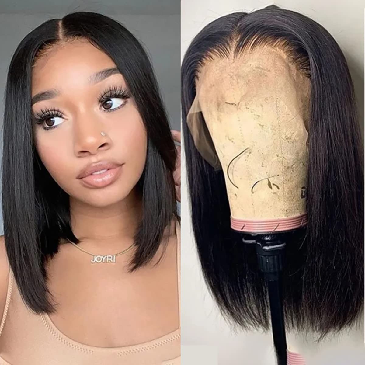 10~16″ HD Front Synthetic Hair Bob Wig Glue-Free,Baby Hair 180% Density US
