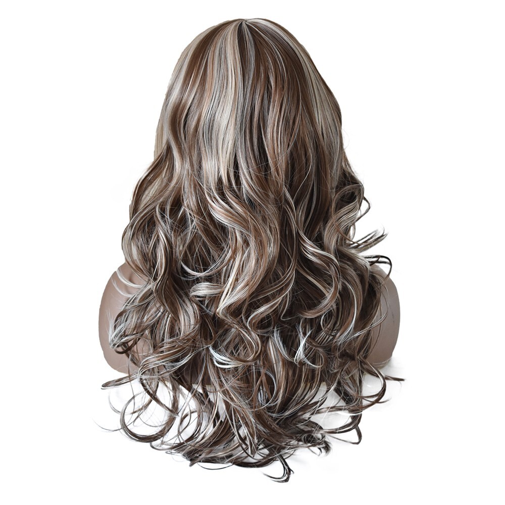26″ Long Wavy Wigs for Women Machine Made Premium Synthetic Black Brown Hair US