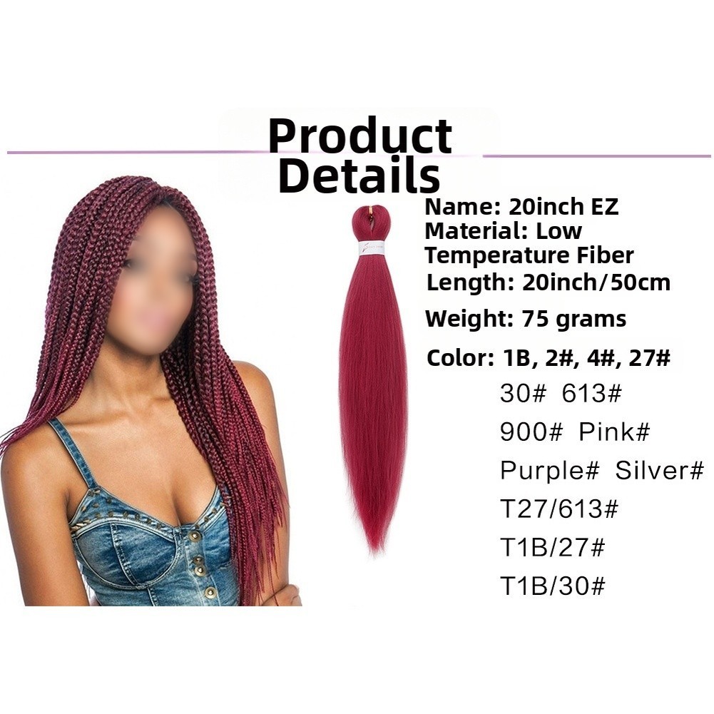 20 Inch Synthetic Easy Braid Hairpiece Low Temperature Fiber Lightweight