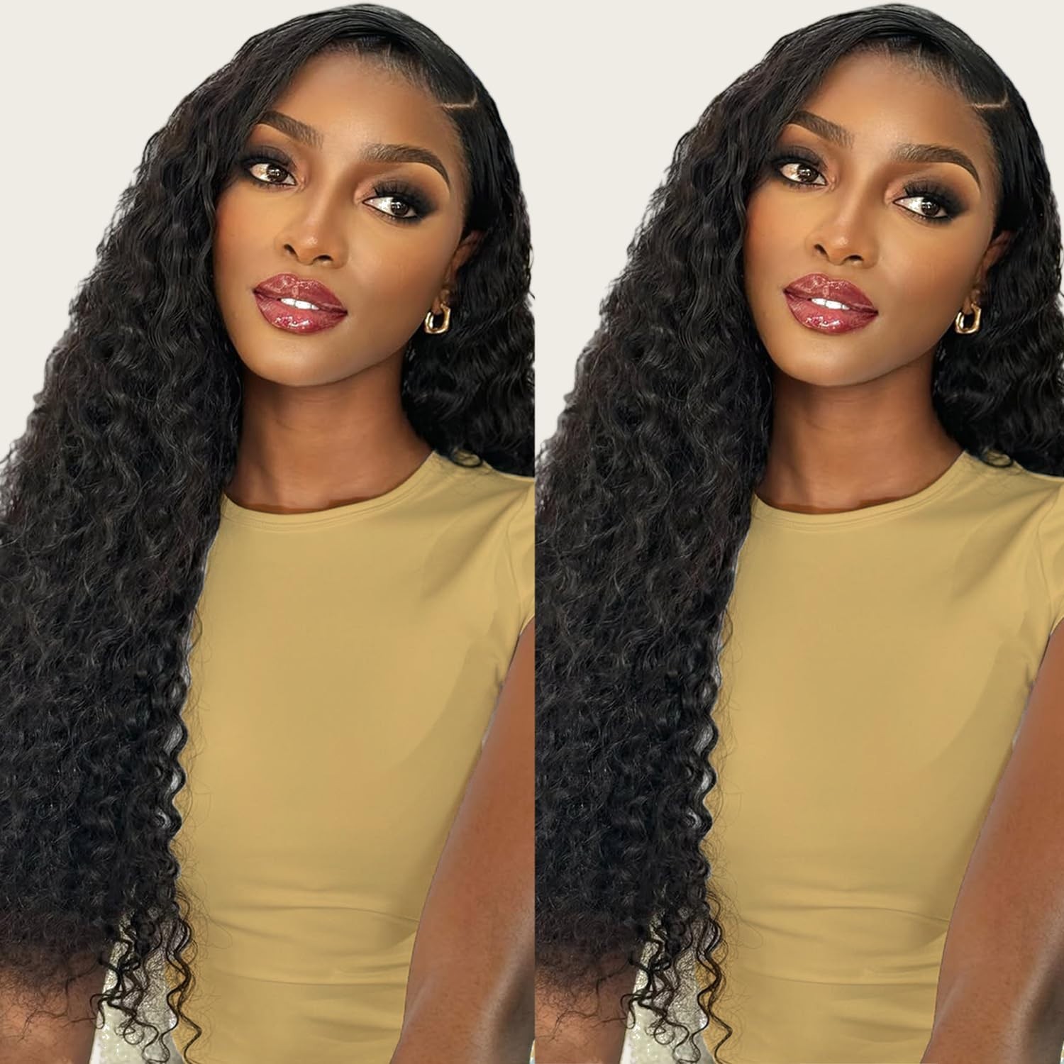5×5 HD Lace Closure Glueless Human Hair Wig for Black Women – 24 Inch Curly Deep
