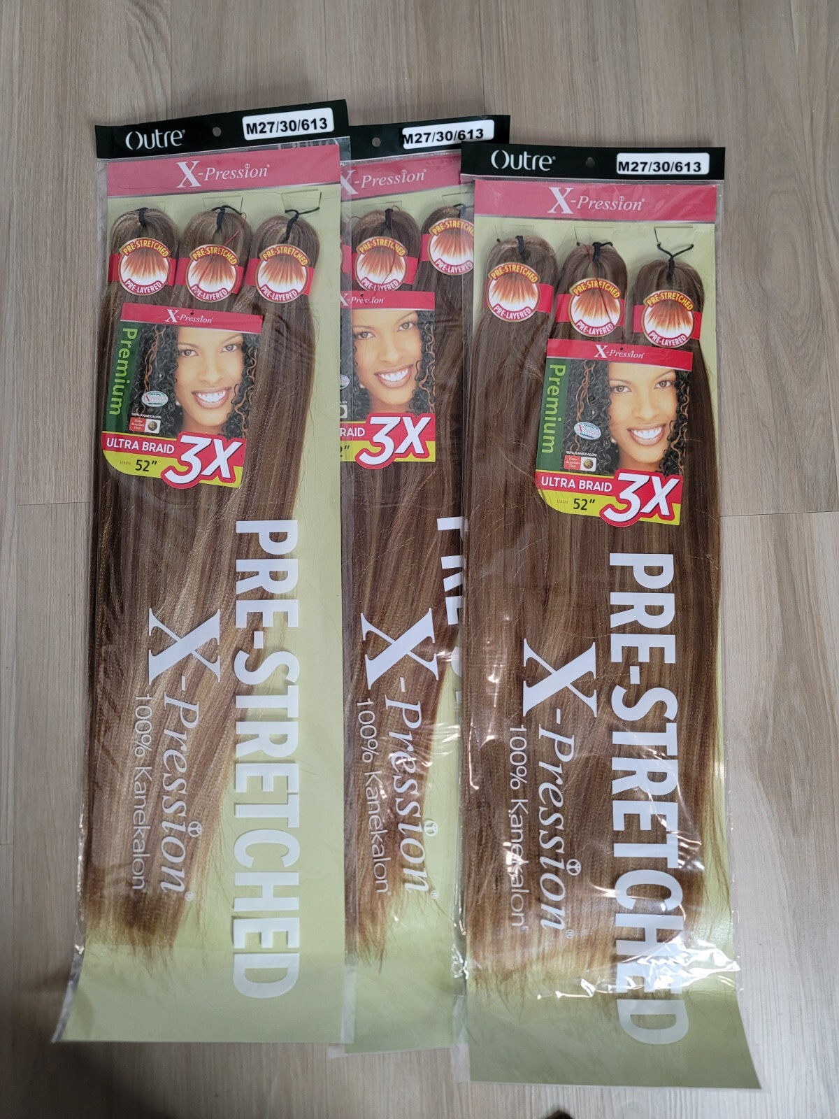 3 Pack Pre Stretched Braiding Hair 9X 52″ COLOR 27/30/613 X-Pression Outre