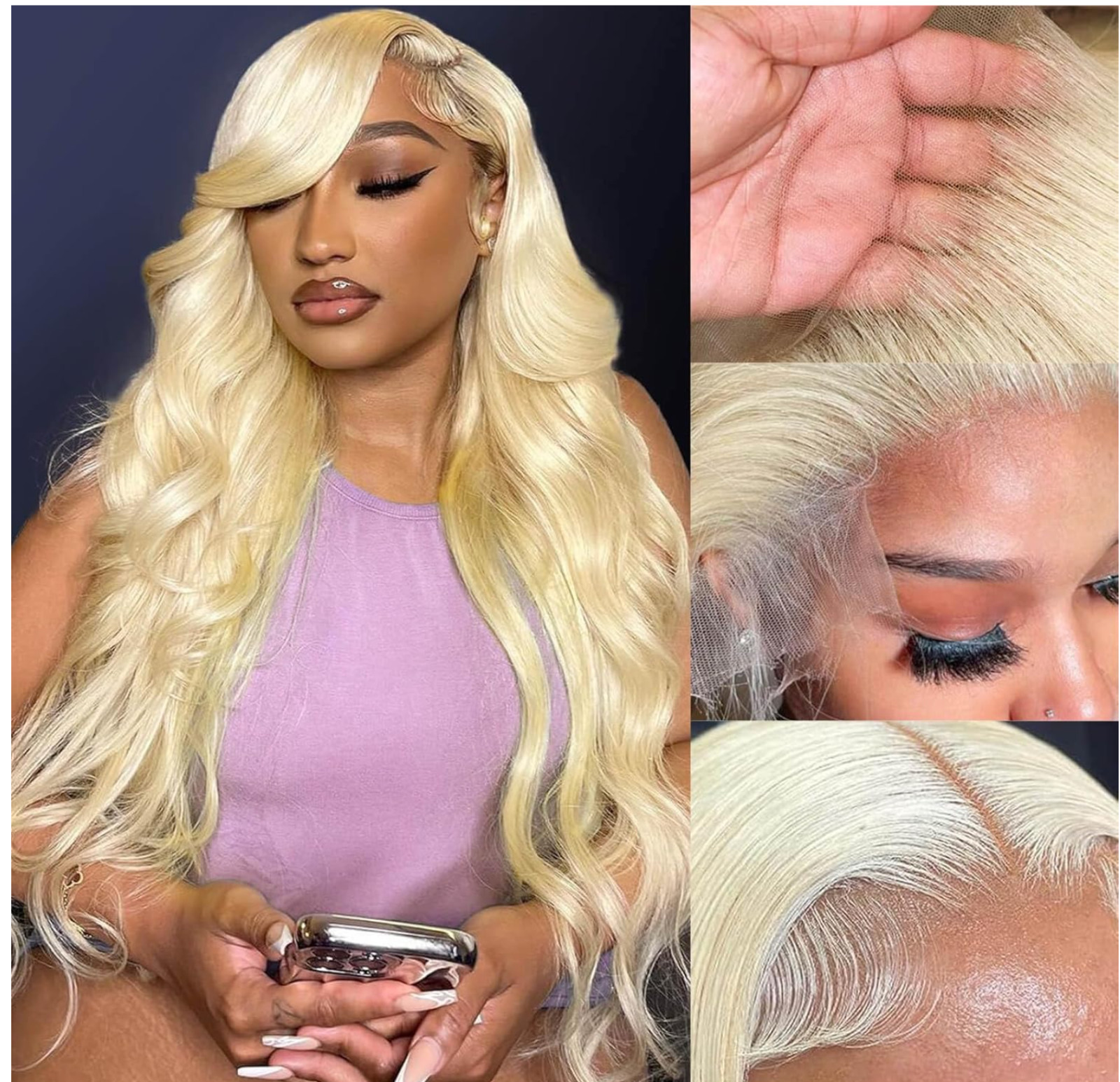 13×6 HD Lace Front Wig Human Hair Blonde Wig 22 Inch 200 Density