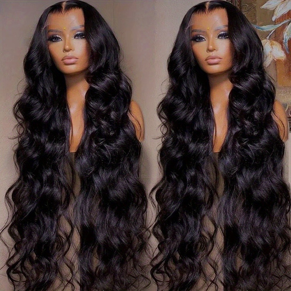 Curly Wave Lace Front Wigs 13×4 Free Part Pre Plucked Natural Hairline Black Wig
