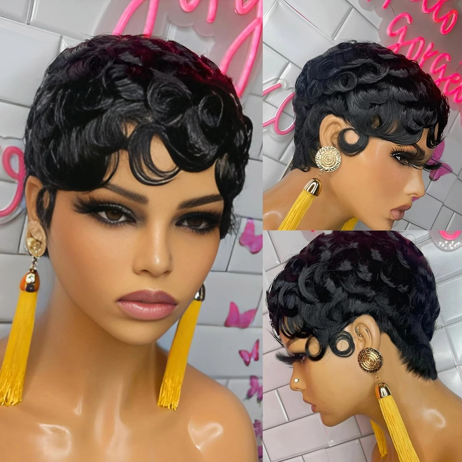 Short 6″ Pixie Cut Wig Human Hair for Black Women Glueless
