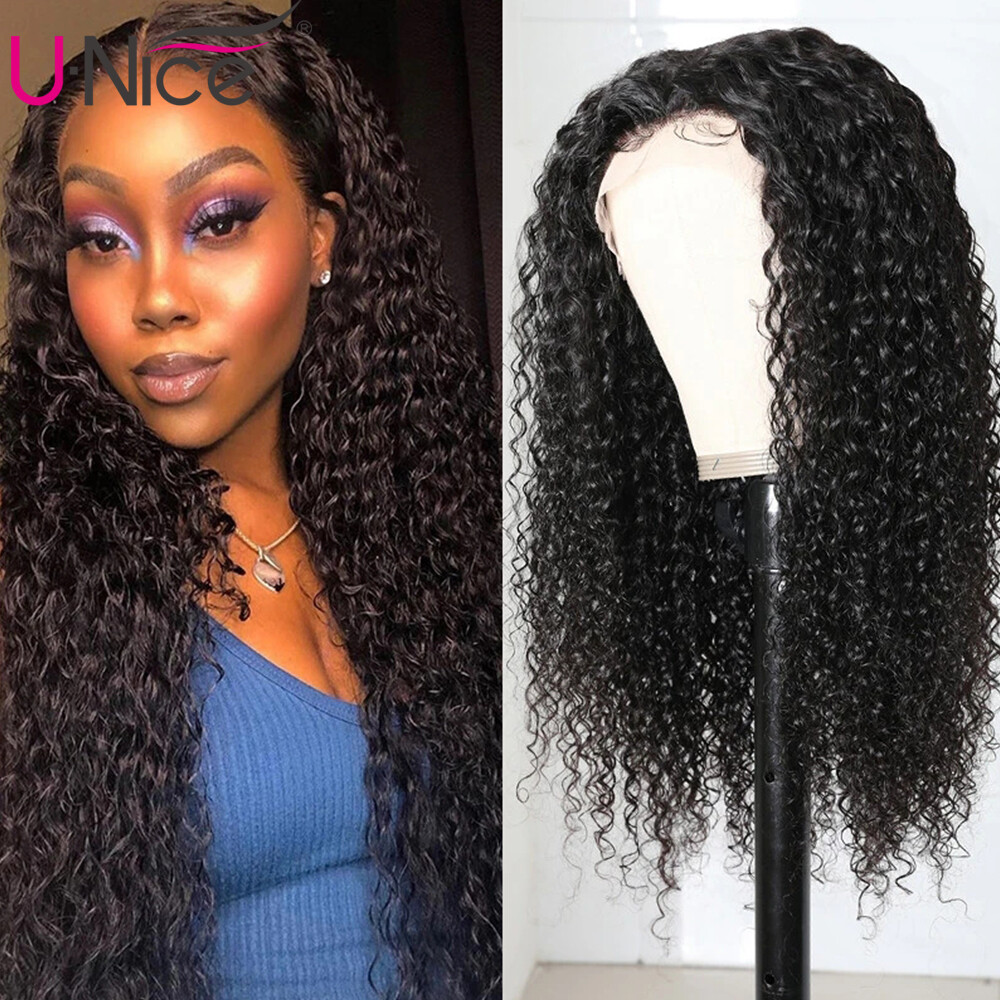 UNice Indian Curly 13×4 Lace Front Human Hair Wigs for Black Women Glueless Full
