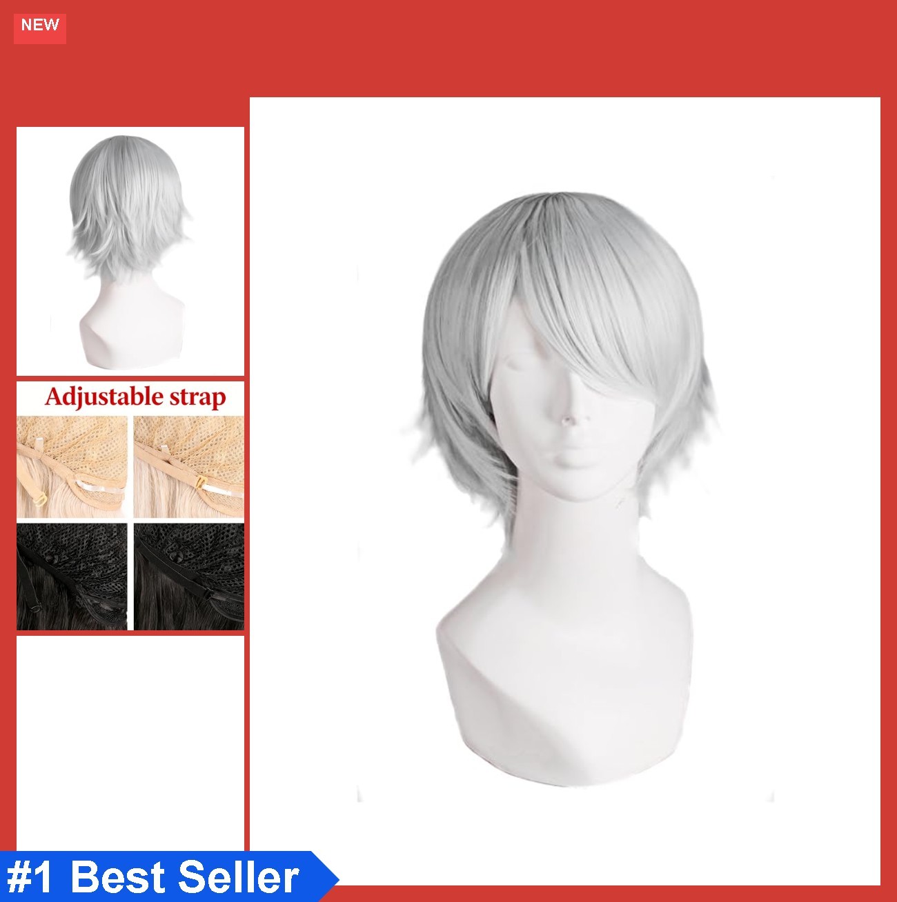 Short Straight Wig Cosplay Costume Silver Grey 12 Inch High Temperature Fiber