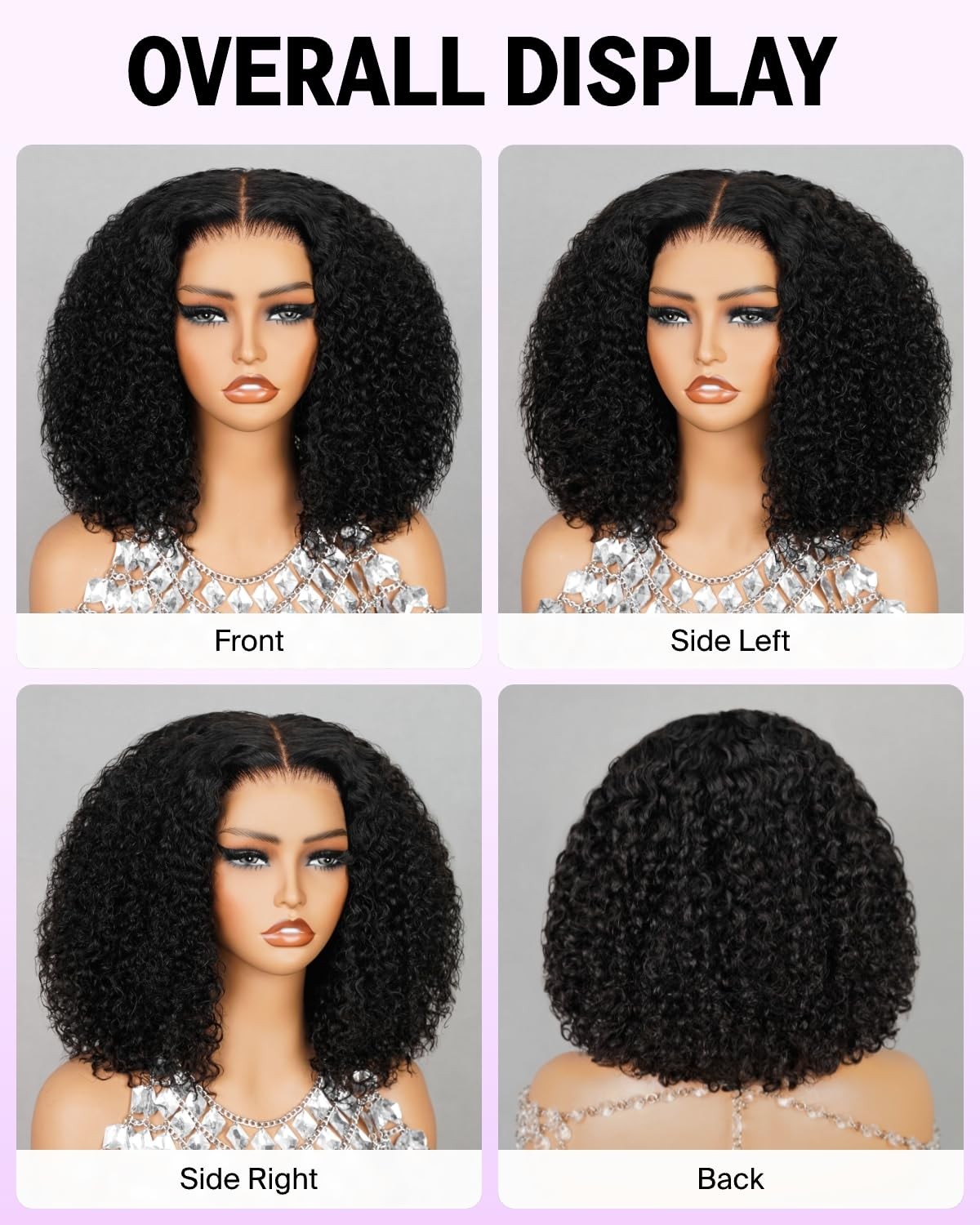 Megalook Hair 12A Bob Wig Human Hair Glueless Curly Bob Wig Human Hair Pre