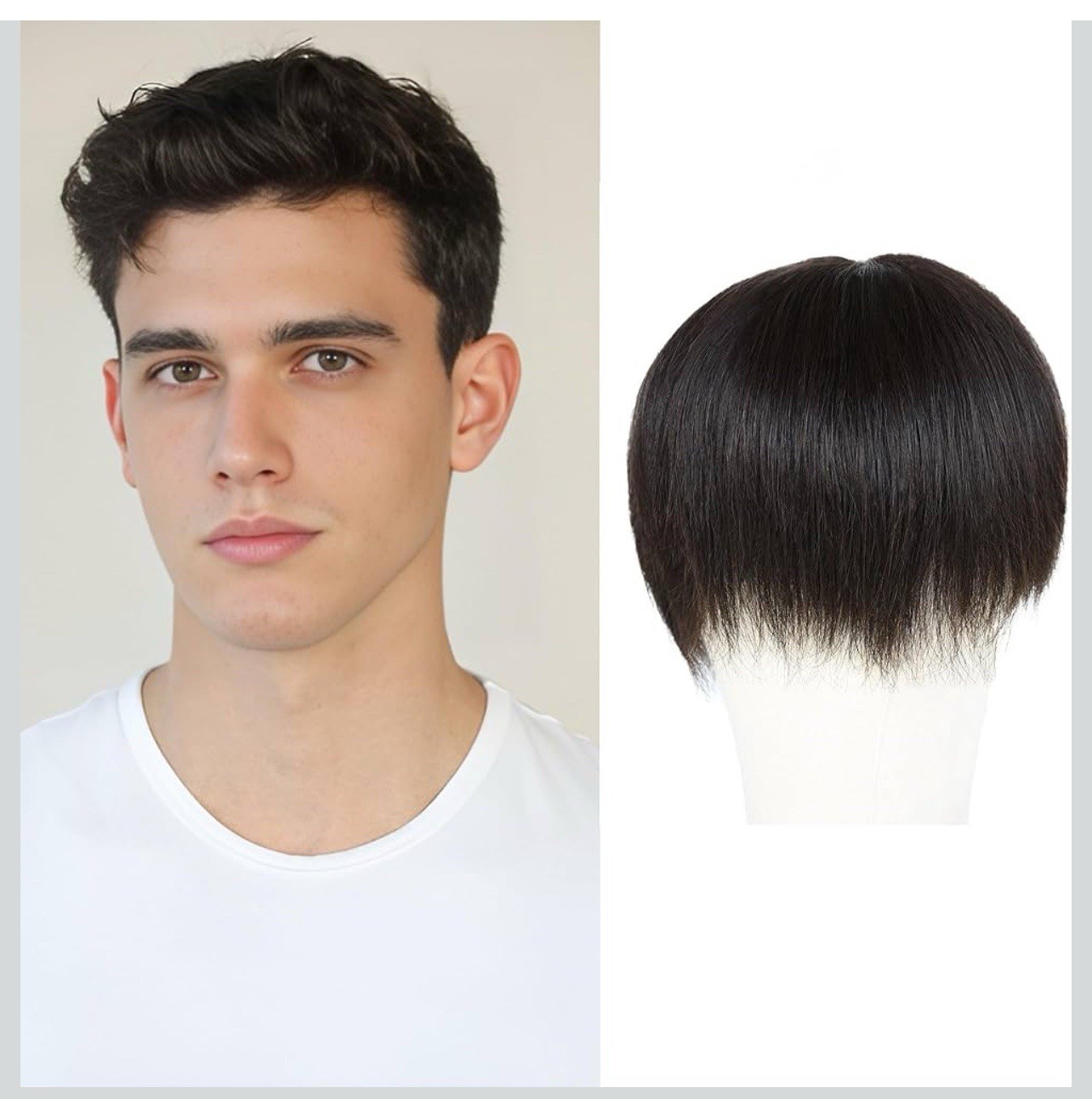 Hand Tied Lace/Slik Base with Biological Scalp Toupee Human Hair Extension Clip