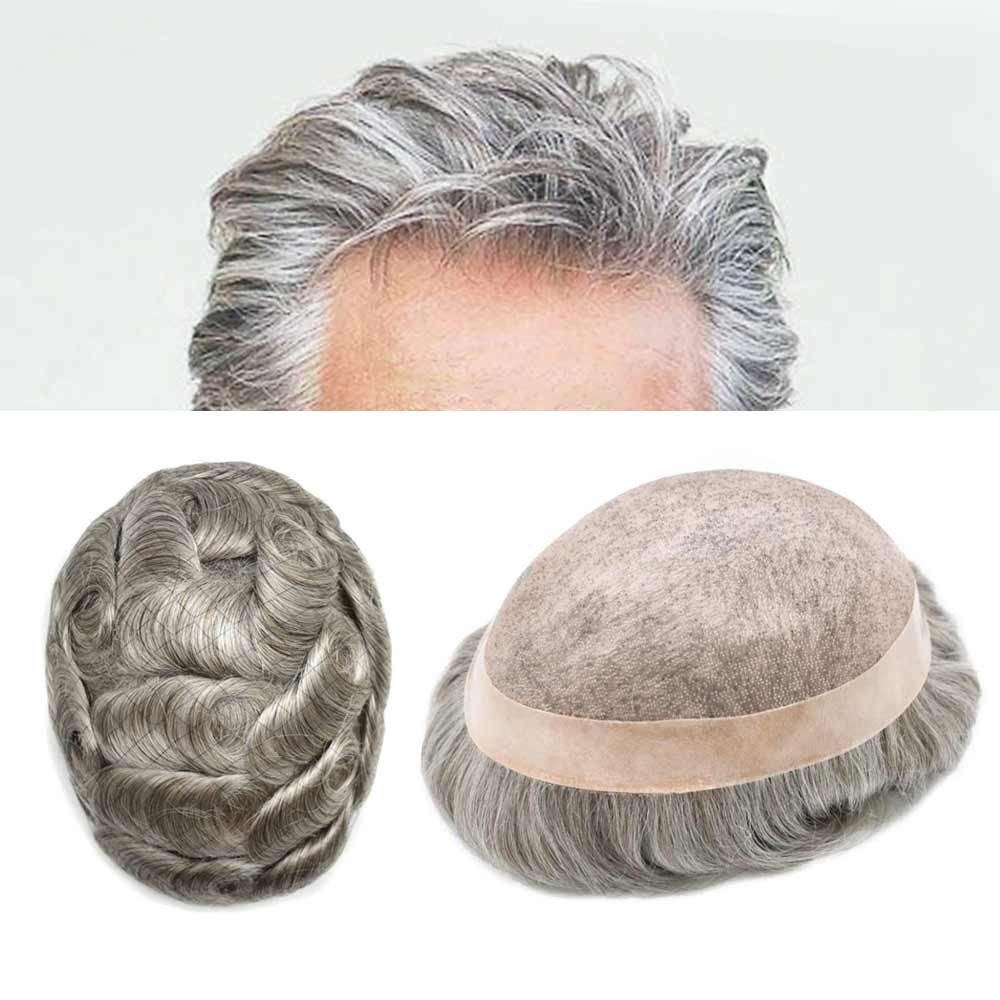 Mens Hair Replacement Fine mono Toupee All Colors Hairpiece PU System Men Wig US