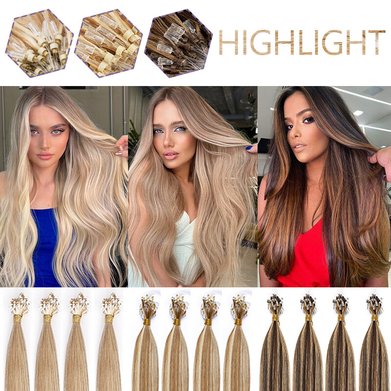 Microlink Hair Extensions Micro Loop Beads Remy Human Hair Full Head 200G THICK