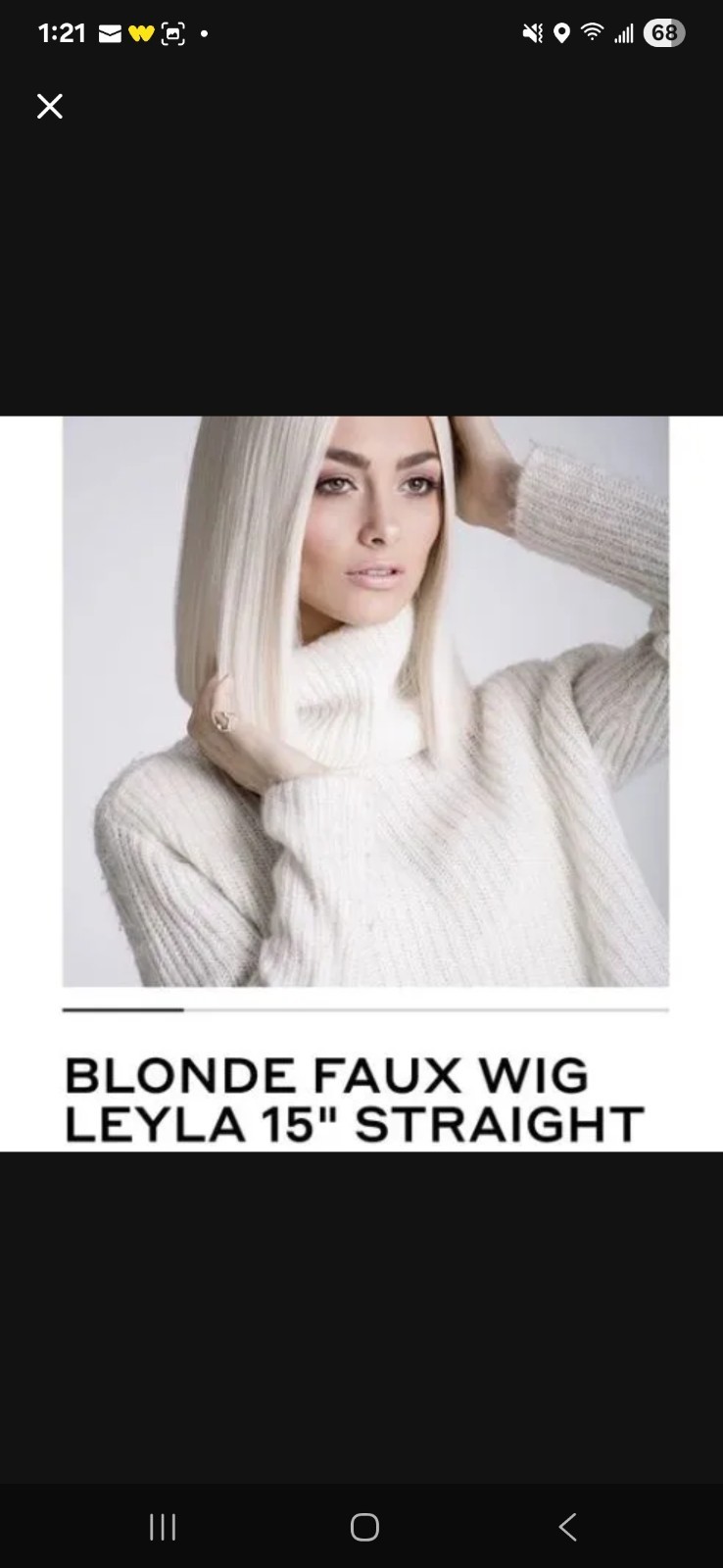 Bellami Synthetic Wig Leyla 15inch Straight Blonde New!