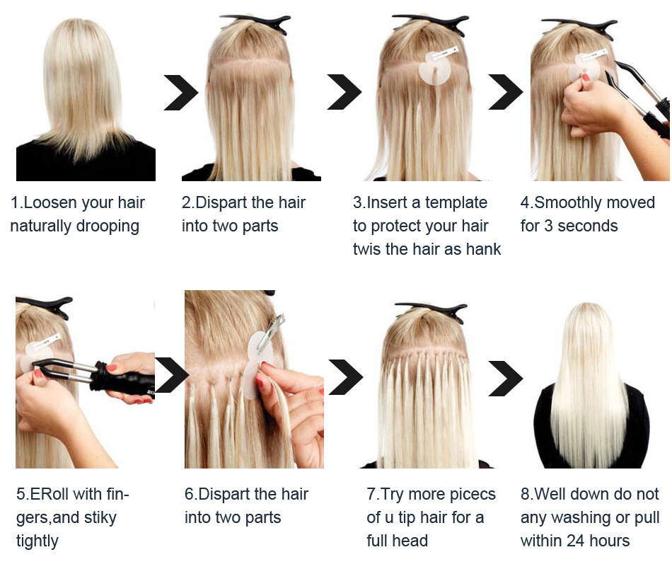 Ombre Grey Pre Bonded Keratin Fusion Keratin Y Tip Human Hair Extensions 100S