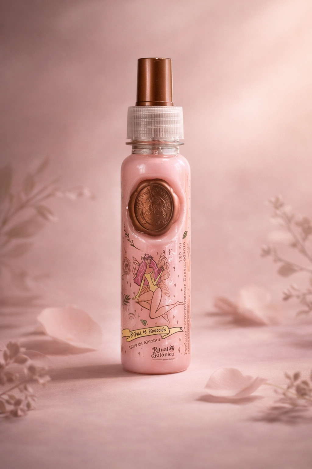 Ritual Botanico Perfume Termoprotector – Pink Spray Bottle with Gold Cap and Fai