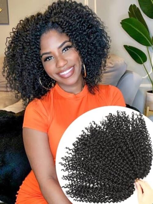 Pure Color Afro kinky Curly Braiding Hair Extensions Jerry 10 Inch-3 Packs 1B