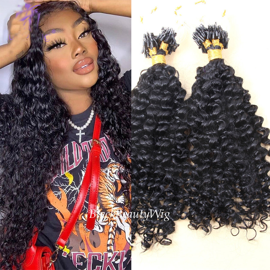 Loose Curly Micro Loop Ring Human Hair extension Micro Beads Curly Hair 100pcs